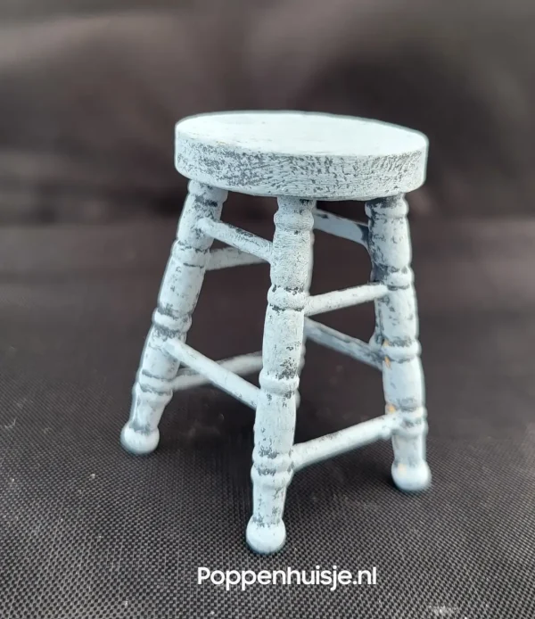 poppenhuis meubels blauw krukje